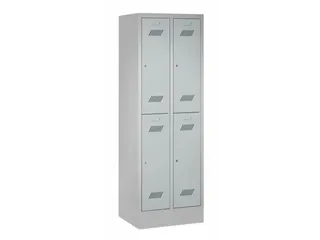 Garderobekast 1850x630x500mm 2x2 Vakken Cilinderslot Sokkel Ral7035 - 1