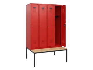 locker met bank,HxBxD 1950x1200x815mm,4vak,vak B 300mm,cilinderslot - 1