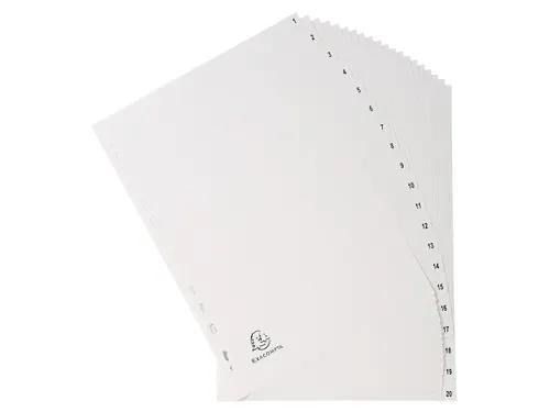 Tab. gerecycled PP A 4 bedrukt 1-20 grijs