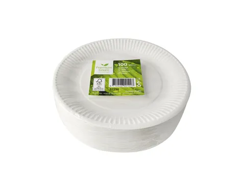 Bord IEZZY Ø230mm karton 100 stuks wit