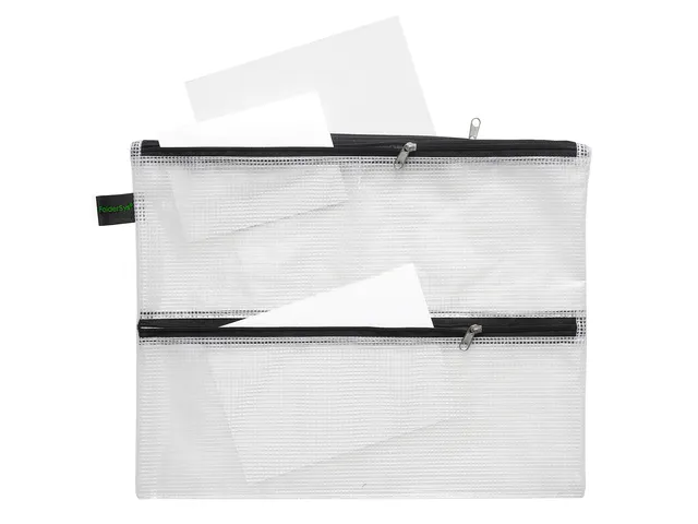 Trousse Foldersys A4 EVA transp sans PVC 4 comp fermeture éclair noir