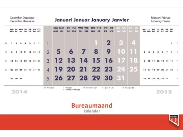 Bureaumaandkalender 2027 Quantore