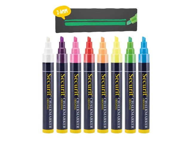 Krijtstift Securit Sma-510 Schuin Assorti 2-6mm Blister à 8st