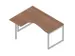 Bureau d’angle 730x1600x1200mm retour à gauche noyer/aluminium