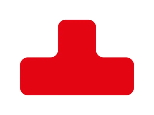 plaksymbool,T-vorm,markering HxB 100x150mm,polycarbonaat,rood