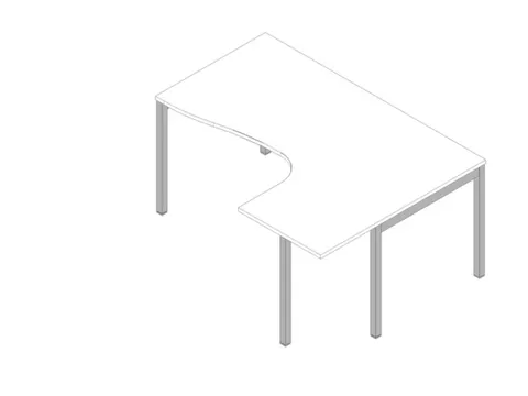 Hoekbureau 730X1600X1200Mm Wit Verdieping Rechts 4-Voeten Aluminium