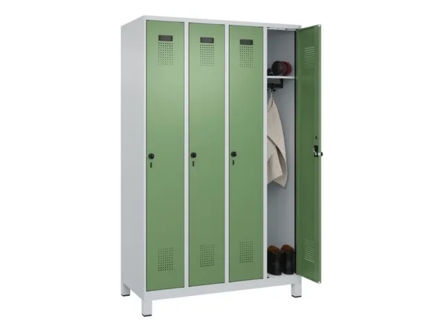 locker,HxBxD 1950x1200x500mm,4vak,vak B 300mm,draaigrendel,voeten