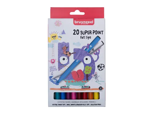 Viltstift Bruynzeel Kids Super Point assorti 20 stuks