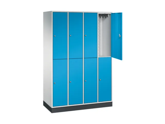 Dubbeldekse garderobekast,RAL 7035/RAL 5012,HxBxD 1950x1220x500mm