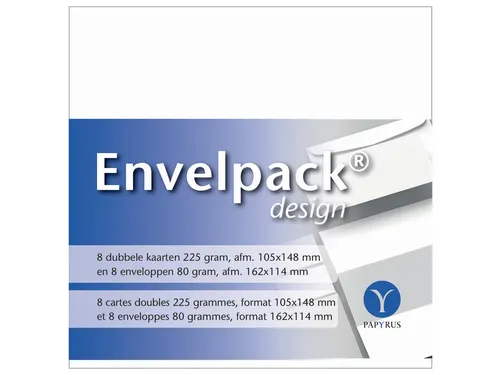 Dubbele kaart Papyrus Envelpack Design C6 114x162mm wit 894436 8 st