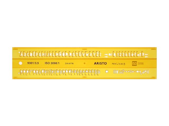 lettersjabloon Aristo 3,5mm H-profiel schriftvorm B recht | Tekensjablonen.be