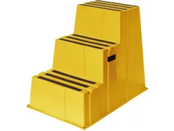opstapje,bordes H 700mm,3treden m. antislipmatten,HDPE,geel