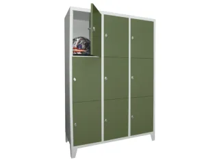 lockerkast,HxBxD 1850x1200x500mm,3x3vakken,RAL7035,front RAL6011 - 2
