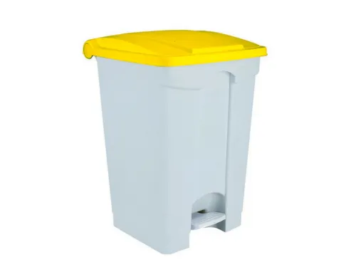 Contitop,afvalbak met pedaal 70L wit/geel