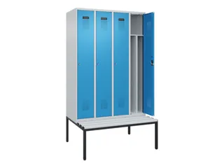 locker met bank,voor scheiding van kleding,HxBxD 2120x1200x815mm,4vak - 1
