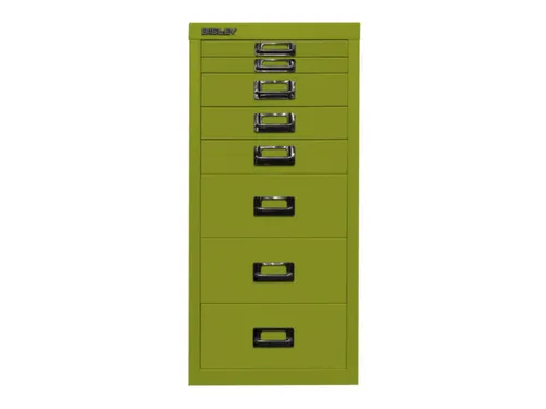 kantoor-ladekast HxBxD 590x279x380mm 8 laden romp + front groen staal