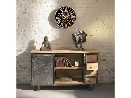 Zwarte Gear Klok - Grote Wandklok - 50cm - Bewegende tandwielen - "Wil