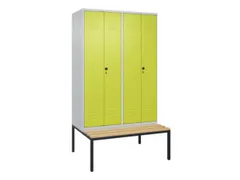 PBM-locker met bank,HxBxD 2120x1200x815mm,4vak,vak B 300mm