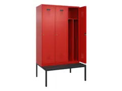 locker met bank,voor scheiding van kleding,HxBxD 2120x1200x815mm,3vak