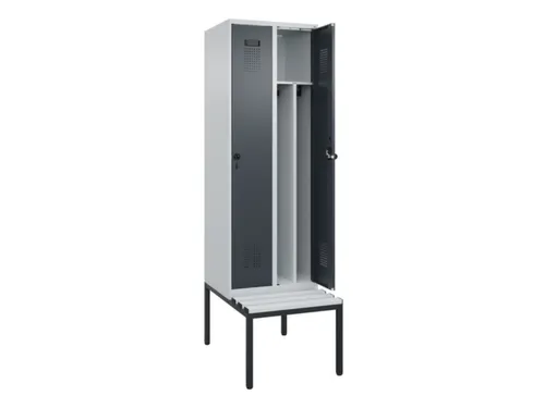 locker met bank,voor scheiding van kleding,HxBxD 2120x600x815mm,2vak