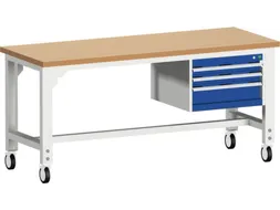 werkbank,verrijdbaar,HxBxD 840-1140x2000x750mm,beukenblad