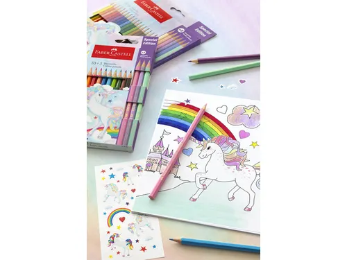 Kleurpotlood Faber-Castell Unicorn zeskantig 10 stuks Kleuren+3 pastel