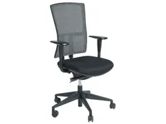 Bureaustoel 300 Nen-En 1335 Grijze Wol/mesh rug, Zwart voetkruis