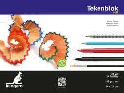 Tekenblok Kangaro A4+ (24x32cm) 110 gram 24 vel wit