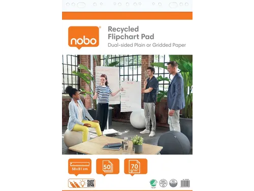 Flipoverpapier Nobo gerecycled 58x81cm dubbelzijdig rol 50 vel