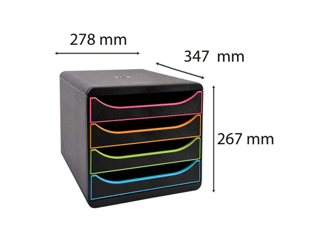 Module de classement Big Box 4 tiroirs Black Office - Noir/arlequin