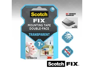 Plaktape 3m Scotch Montage 19mmx1.5m Transparant 2z - 3
