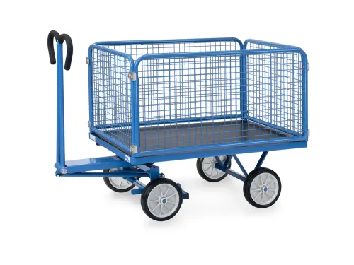 Handtrekwagens 6433v 700kg 1200x800mm Draadgaas Massief Rubber