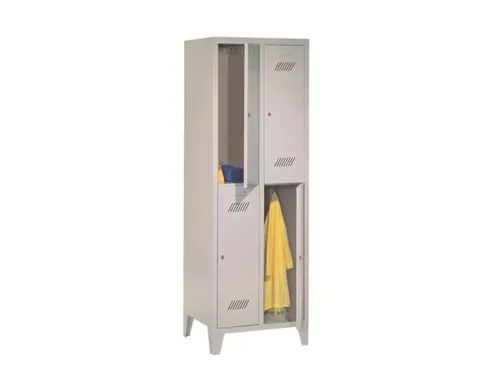 dubbeldekse locker,HxBxD 1850x600x500mm,2x2vak.,RAL7035,front RAL3000