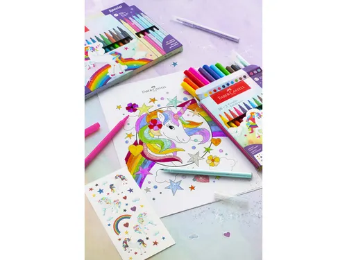 Viltstiften Faber-Castell Unicorn 10x standaard kleuren + 3x pastel kl