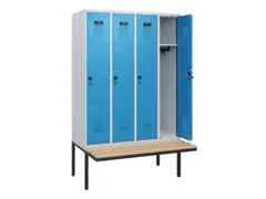 locker met bank,HxBxD 1950x1200x815mm,4vak,vak B 300mm,draaigrendel