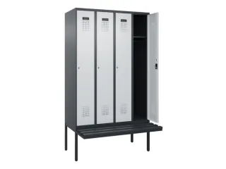 locker met bank,HxBxD 2120x1200x815mm,4vak,vak B 300mm,cilinderslot - 1