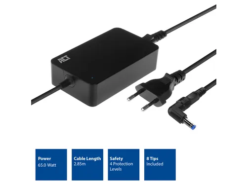 Laptop Oplader ACT Compact universeel 65W