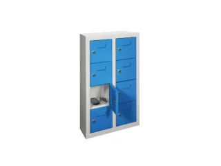 lockerkast,HxBxD 815x460x200mm,2x4vakken,RAL7035,front RAL5012 - 2