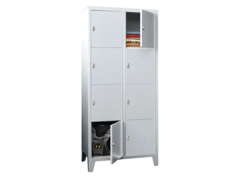 lockerkast,HxBxD 1850x800x500mm,2x4vakken,RAL7035,front RAL3000