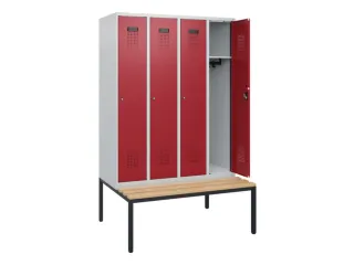 locker met bank,HxBxD 1950x1200x815mm,4vak,vak B 300mm,cilinderslot - 1