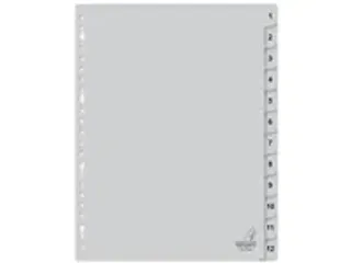 OUTLET Tabblad Kangaro A4 cijfers PP 120 micron grijs 23-gaats 12-deli - 2
