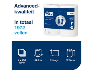 Toiletpapier Tork T4 120261 2-Laags Advanced Xl 4 Rollen 488 Vel - 6