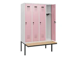 locker met bank,HxBxD 1950x1200x815mm,4vak,vak B 300mm,draaigrendel