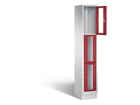 Lockerkast 1800x320x500mm 1x3 vakken Cilinderslot, Sokkel, RAL3003