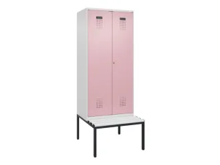 locker met bank,voor scheiding van kleding,HxBxD 2120x800x815mm,2vak - 2