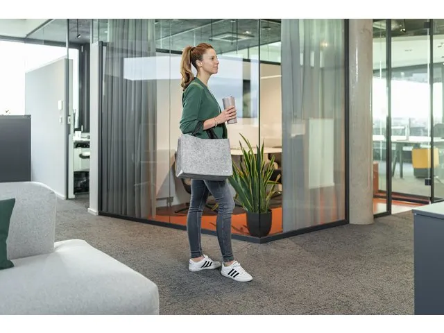 Bureautas Sigel voor hybride werken Basic Medium vilt lichtgrijs 361x2