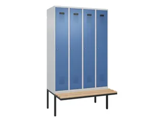 locker met bank,HxBxD 2120x1200x815mm,4vak,vak B 300mm,cilinderslot - 2
