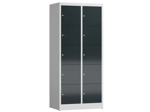 lockerkast,HxBxD 1800x800x500mm,2x5vakken,cil.-slot,romp RAL7035