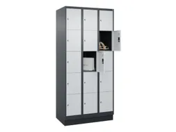 lockerkast,HxBxD 1950x900x500mm,3x5vakken,vak B 300mm,cil.-slot,sokkel