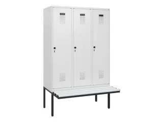 locker met bank,HxBxD 1950x1200x815mm,3vak,vak B 400mm,draaigrendel - 2